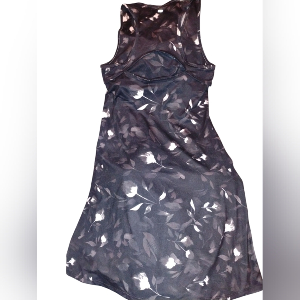 Marika Black and Gray Activewear Floral Tank Dress Size Small